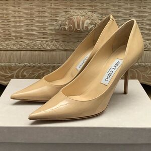 JIMMY CHOO Agnes Patent Leather Pump in Nude size 37